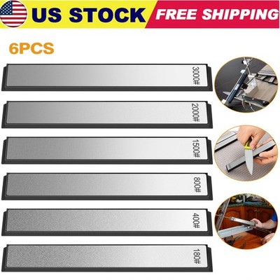 6x Diamond Sharpening Stone Set 180/400/800/1500/2000/3000 Grit Knife Sharpener