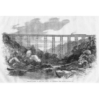 DEEPDALE Viaduct South Durham and Lancashire Union Railway - Antique Print 1859