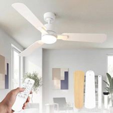 52" Ceiling Fan with Light and Remote, 6 Speed, Reversible Quiet DC Motor, 3CCT