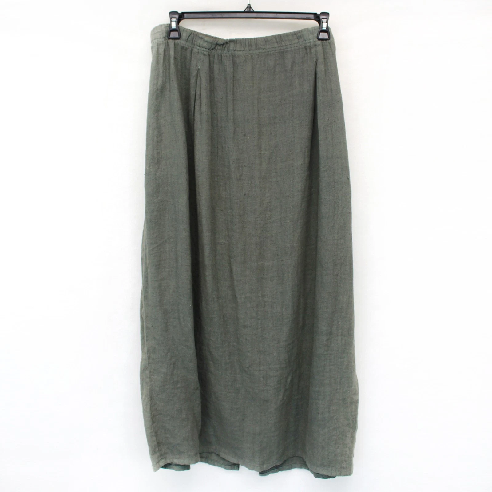 Marc Wear Woman Plus Vtg Green 100% Linen Midi Skirt Stretch Waist U.S.A size 3X