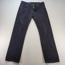 Levi's 501 Jeans Mens 36x32 Black Original Fit Straight Leg Button Fly Denim