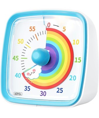 Yunbaoit Visual Timer with Night Light, 60-Minute Countdown Blue-rainbow 