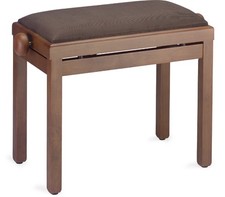 Piano Bench Light Walnut Matte with Fabric Upholstery Brown