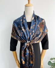 43" 100 Silk Plain satin Scarf Bandanna Square Shawl Wrap Jungle bird Print