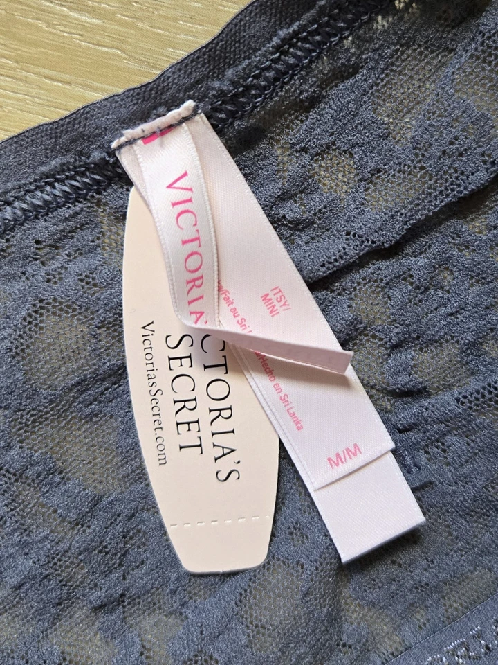 Новый с Ярлыками винтажный Victoria's Secret серый подпись талии чистый кружева Itsy мини трусики M - Изображение 3 из 3