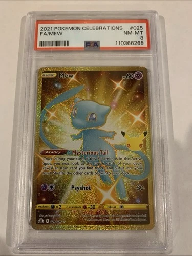 2021 Pokemon Celebrations Mew #025 Classic Collections Gold Rare FA PSA 8
