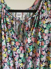 NWT Gap Dress Womens XL Multicolor Floral Print Tie Neck Pockets
