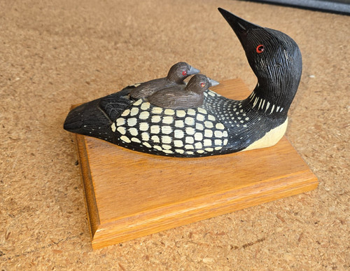 Vintage Beautiful Hand crafted and painted Water Duck Loon And Babies Decor