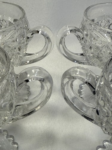 Cambridge Glass ~ 4 WHEAT SHEAF PEDESTAL PUNCH CUPS ~ Footed Cog / Sawtooth Base - Picture 12 of 17