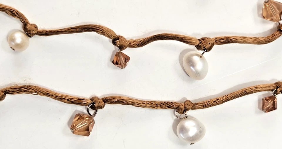 Collar Lariet Belleza Boho Diseño IN2 Cristal Agua Dulce Perla Moneda Perla Cordón Foto 4 de 4