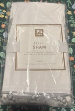 New POTTERY BARN Teen TASSEL Gray PILLOW SHAM Case Cotton Standard