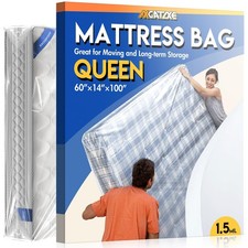 Plastic Mattress Bag for Moving Storage, Waterproof Queen, 1.5mil