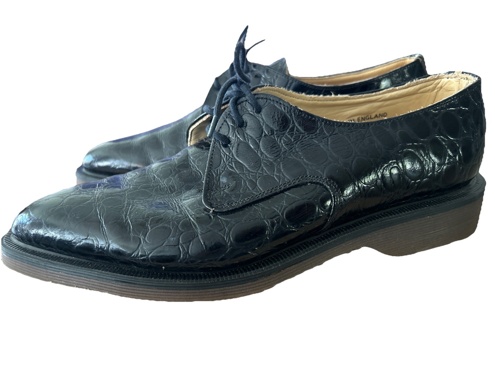 Dr. Martens Made in England Black Leather Oxfords AirWair 7M Vintage Docs READ