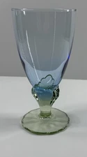 Bormioli Rocco Bahia Water Goblet Blue Green Stem Glass 6in. Italy Discontinued