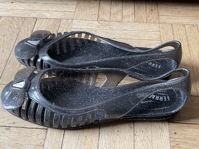 Ferragamo Schuhe Vintage Sommerschuhe Grau Badeschuhe Gummi Gr. 40 Original TOP