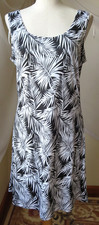 TANGO MANGO DRESS SLEEVELESS SCOOP NECK BLACK/WHITE PALM LEAF PRINT LARGE NEW