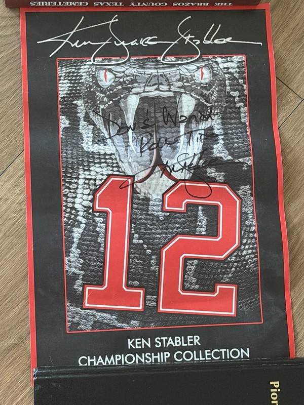 SIGNED Ken Stabler Championship Collection Alabama Crimson Tide Poster #12 16”