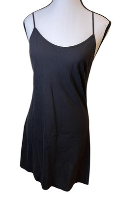 Slip Womens 2 Black Jersey Full Adjustable Strap Chemise Layering Basic