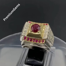 African Ruby, Natural Ruby Silver Men Ring, Ruby Gemstone Ring Sterling Silver