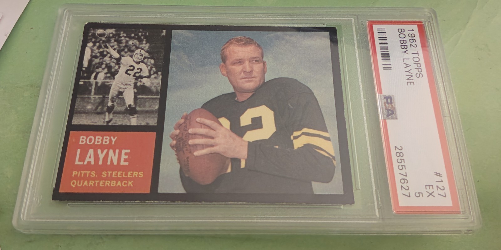 1962 Bobby Layne Topps NFL Card #127 PSA 5 EX Pittsburgh Steelers HOF