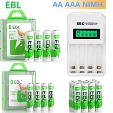 EBL AA AAA Batteries Rechargeable 1.2V NiMh 2800mah 2300mah w/ LCD Charger Lot