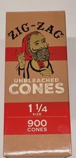 900 Zig-Zag Pre Rolled Cones Unbleached 1 1/4 Size  Slow Burning Rolling Papers