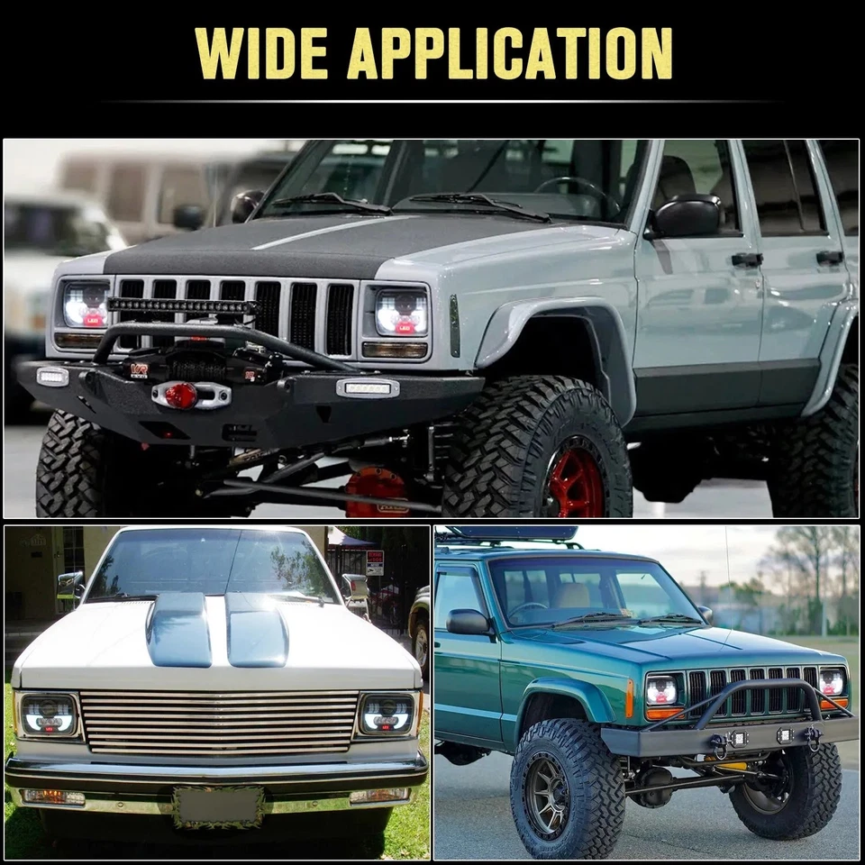 Par de faros LED cuadrados de 7 pulgadas de haz alto bajo para Chevrolet C3500HD 1991-2002 Foto 3 de 4