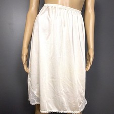 Vintage Vanity Fair Half Slip Small Long Cream Floral Chiffon Sheer Slit