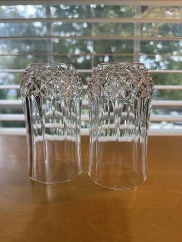 Cristal D'Arques Durand Crystal Longchamp Pattern Flat Tumbler Set Of 2