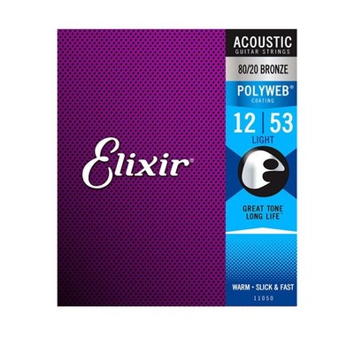 Used Elixir Light Acoustic 80/20 Bronze with POLYWEB  Coating