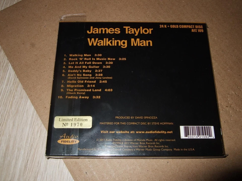 JAMES TAYLOR : WALKING MAN AUDIOPHILE NUMBERED 24KT GOLD CD BOX 2011 AUDIO  - Bild 2 von 2