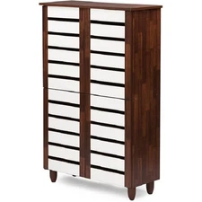 Lexington Baxton Studio Gisela Oak and White 2-tone Shoe Cabinet With 4 Door