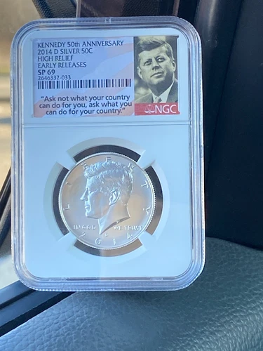 2014 D Kennedy 50th Anniversary Silver 50 Cent Piece High Relief NGC SP69