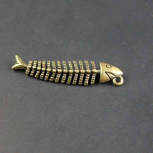 Brass Koi Carp Fish Bone Keychain Pendant Hanging Tea Pet Ornament Miniature Toy - Picture 7 of 7