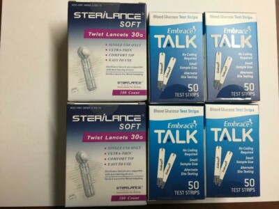 Embrace Blood Glucose 200 Test Strips PLUS 200 Lancets # Expiration: 04/01/2027