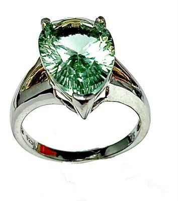 R61015GA klassischer grüner Amethyst Birnenform 10 x 15 mm 3,6 kt Sterlingsilber Ring