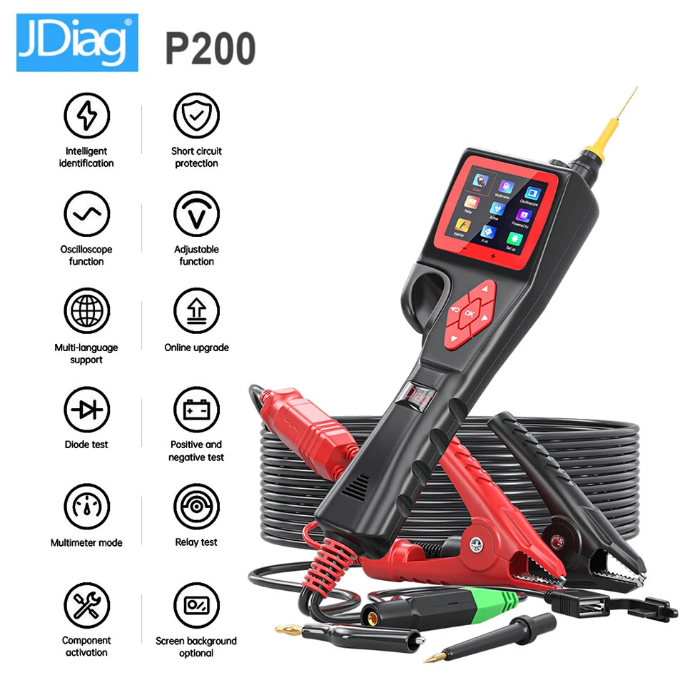 TOPDIAG P200 Smart Hook Power Probe Car Circuit Analyzer 9V 30V Injector Tester
