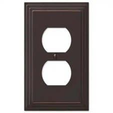 Tiered 1 Gang Duplex Metal Wall Plate - Aged Bronze  Hampton Bay Outlet Screw