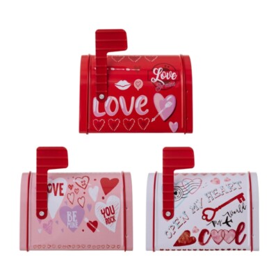 3pcs Decorative Tin Mailboxes Container For Christmas Treat And Festival Storage