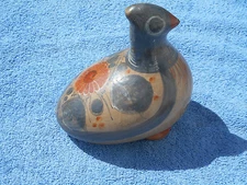 Vintage Tonala Pottery Bird Figure 6" Large Hand Painted Mexican Folk Art MEXICO