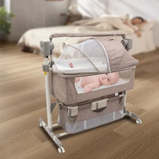 Adjustable Smart Baby Bassinet Height Bedside Music Cradle Baby Bed Crib 20kg US