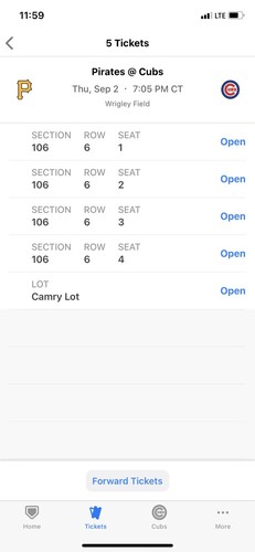 Chicago Cubs Vs Pittsburgh Pirates-Thursday 9/2, 7:00P.M.-Wrigley Field-Tickets