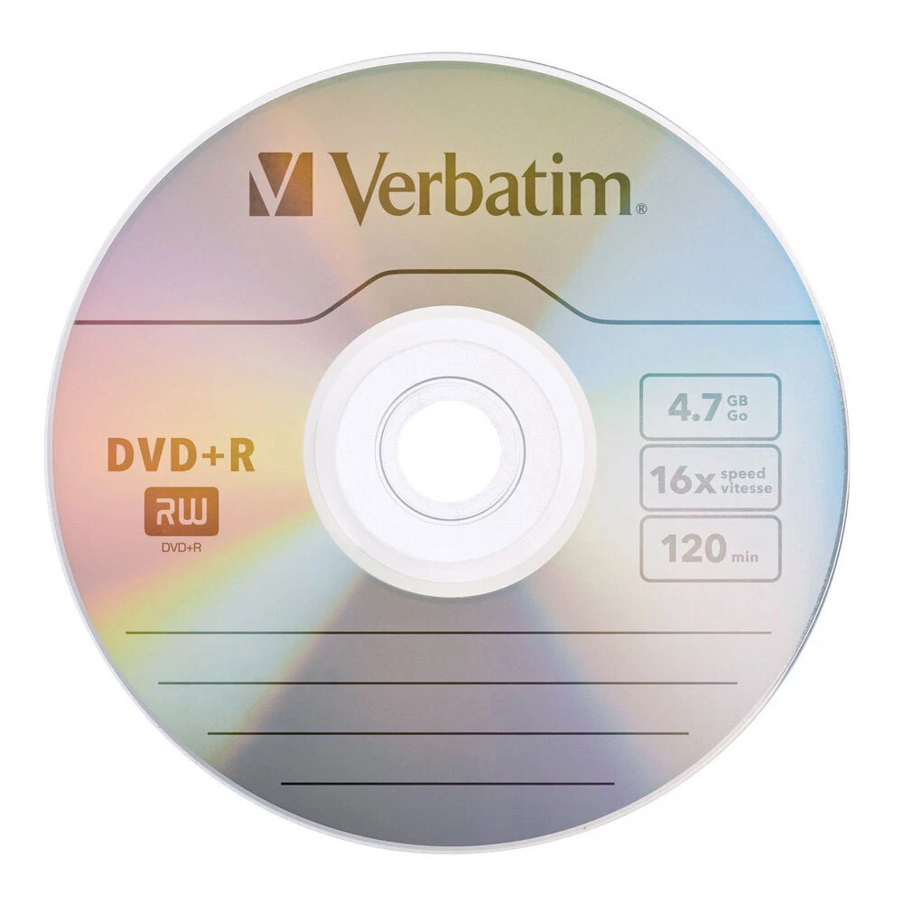 5PK Verbatim DVD+R 4.7GB 16x Speed/120min Blank Discs Data/Media Storage w/ Case