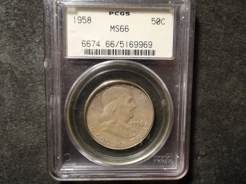 1958 PCGS MS 66 Franklin Half Dollar Original Mint Set Toning SLABZ