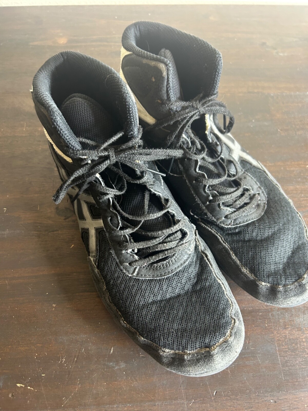 Asics Matflex Wrestling Shoes Mens Size 11 Black White Lace Up