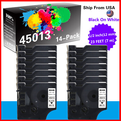 14PK 45013 Black on White D1 Tape for LabelManager 300 160 280 420P 155 150 200