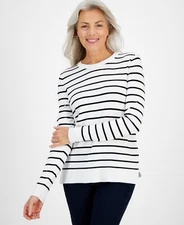 Style & Co Petite Striped Crewneck Sweater SZ PM