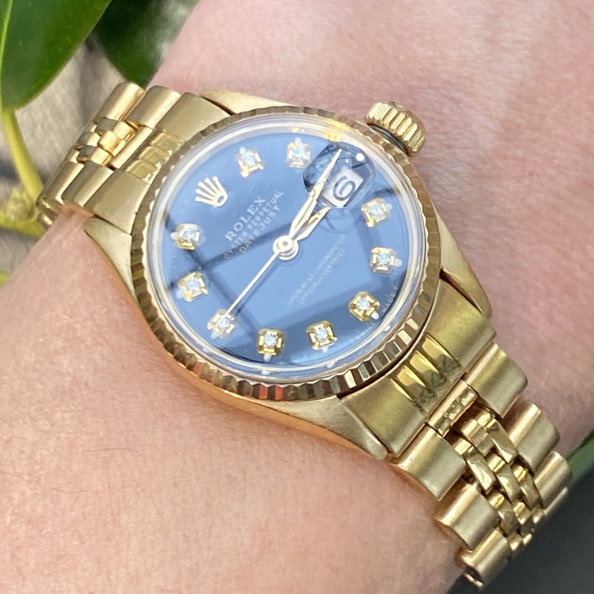 Ladies Rolex Watch Datejust 14 18K Yellow Gold Diamond 697199