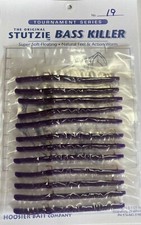 Stutzie Rubber Fishing Worms "Bass Killer"(12 Per Card) Dark Purple w/Flake 19