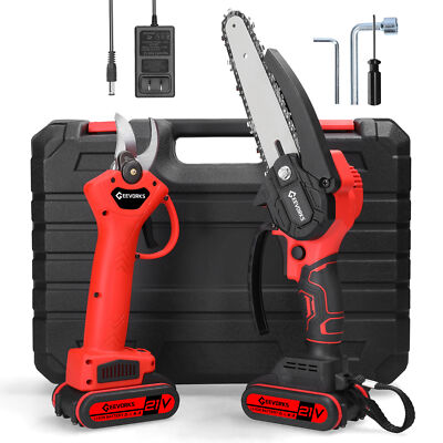 21V 6inch Portable Electric Chainsaw and 30mm Cordless Pruning Shear Set K5H6